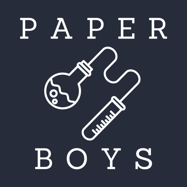 Paper Boys podcast white simple logo by Paper Boys