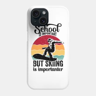 School Is Important But Skiing Is Importanter - Retro Phone Case