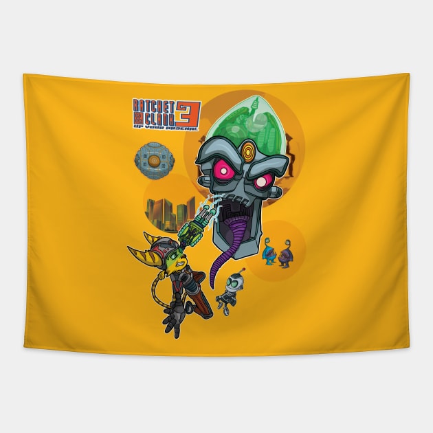 Ratchet and Clank 3 Alt Art Tapestry by BrokenGrin