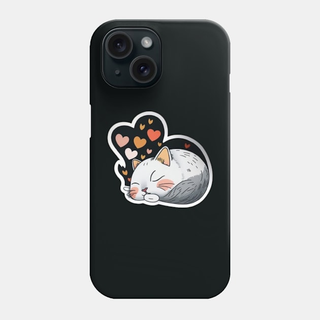 Sleepy Cat Valentine's Day Phone Case by alanersia