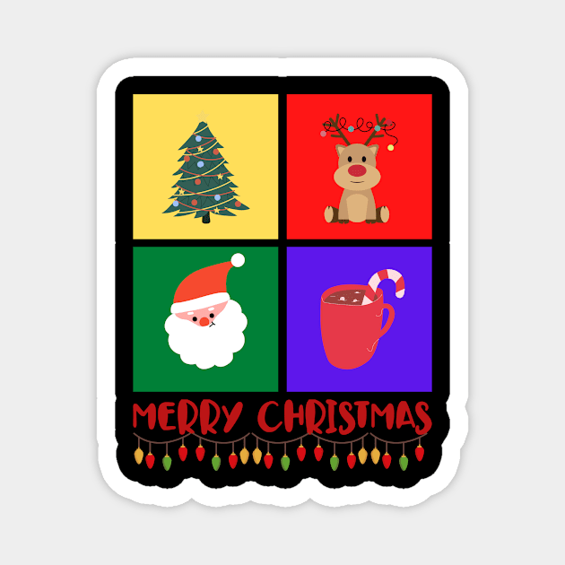 Colorful Merry Christmas/ Merry Christmas T-shirt/ Christmas Gift Magnet by Yenz4289