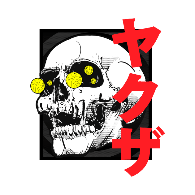 Artistic Gothic Japanese Yakuza Skull Design by Hinode