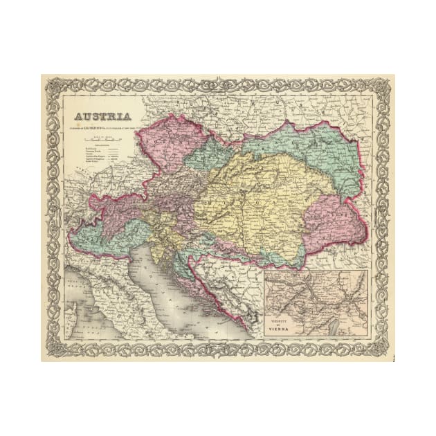 Vintage Map of Austria (1856) by Bravuramedia