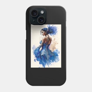 Flamenco Dancer - Watercolor Blue Phone Case