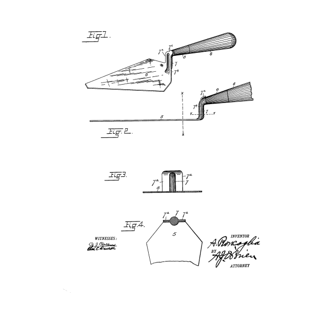 Mason's Trowel Vintage Patent Hand Drawing by TheYoungDesigns