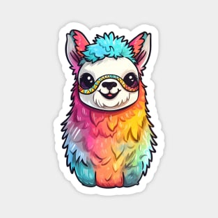 Colorful Rainbow Llama Magnet