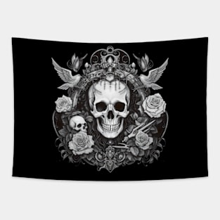 Dark Queen of death, Skull and Roses Gothic design Tapestry