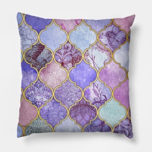 Royal Purple, Mauve & Indigo Decorative Moroccan Tile Pattern Pillow