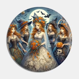 Halloween Bride and Bridesmaids Pin