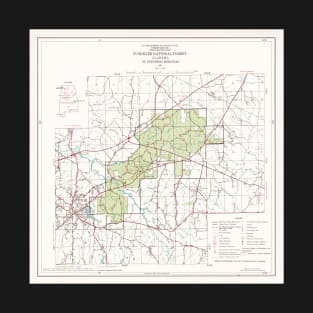 Tuskegee National Forest Map (1972) Alabama Woodland Reserve Atlas T-Shirt