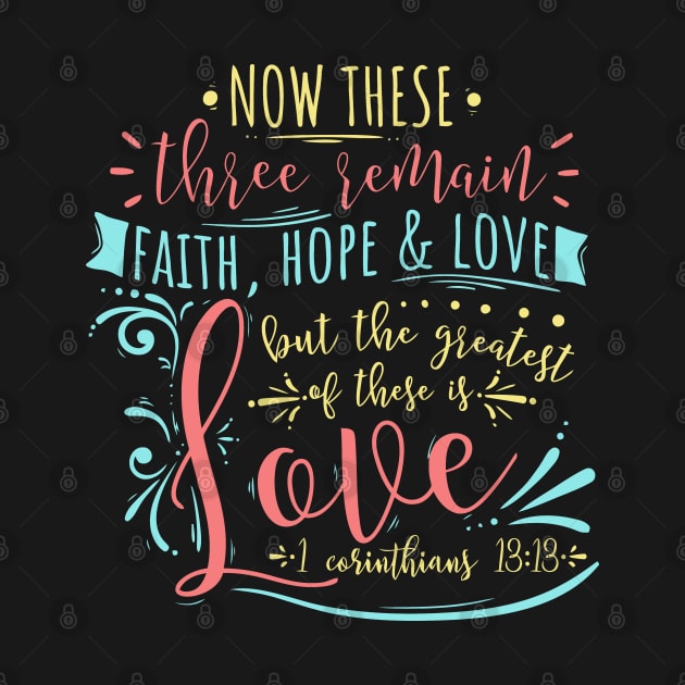 Faith Hope & Love Christian Scripture Lettering by tanambos