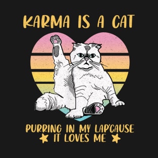 Karma Is A Cat Purring In My Lap Funny Cat Lover T-Shirt