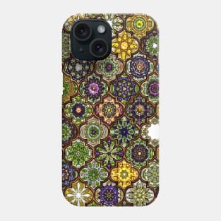 Moroccan Tile pattern, metallic green Phone Case