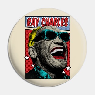 Ray Charles Pop Art Comic Style Pin