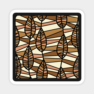 Retro Brown Leaf Pattern Magnet