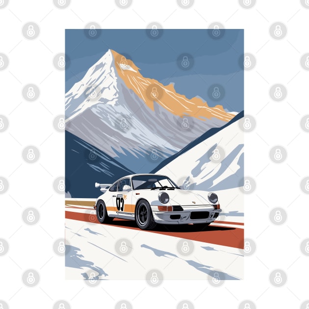 Vintage Racing Car Snowy Scene by VENZ0LIC