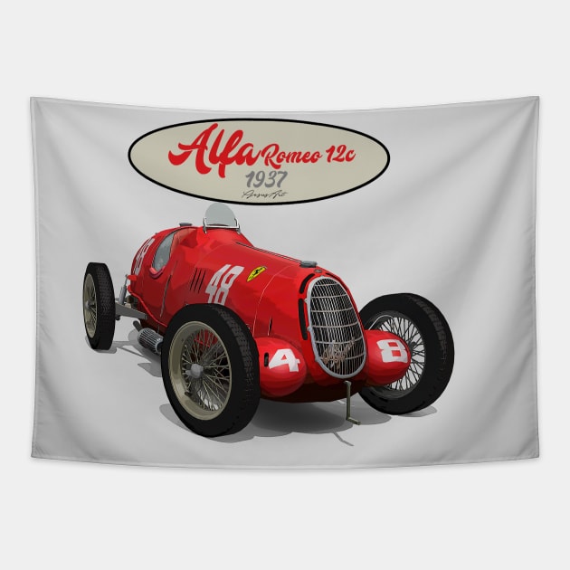 ALFA ROMEO 12C 1937 Tapestry by PjesusArt