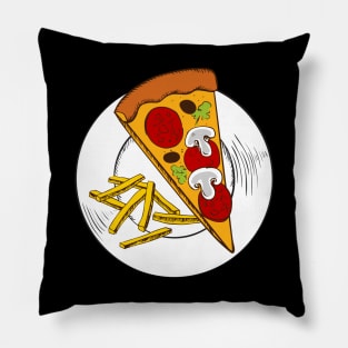 Sketched Pizza and Fries Pillow