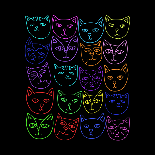 Neon kitty cats pattern by bubbsnugg