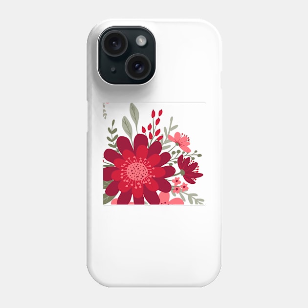 Red Pink Floral Art Phone Case by Tshirtstory