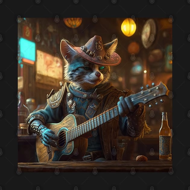 Cyberpunk Cat Singing by Artevak