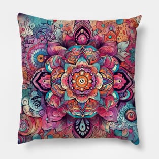 Psychedelic looking abstract illustration flowers Pillow