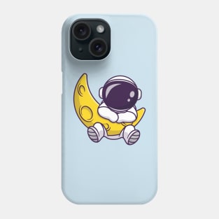 Cute Astronaut With Sickle Moon Cartoon Phone Case