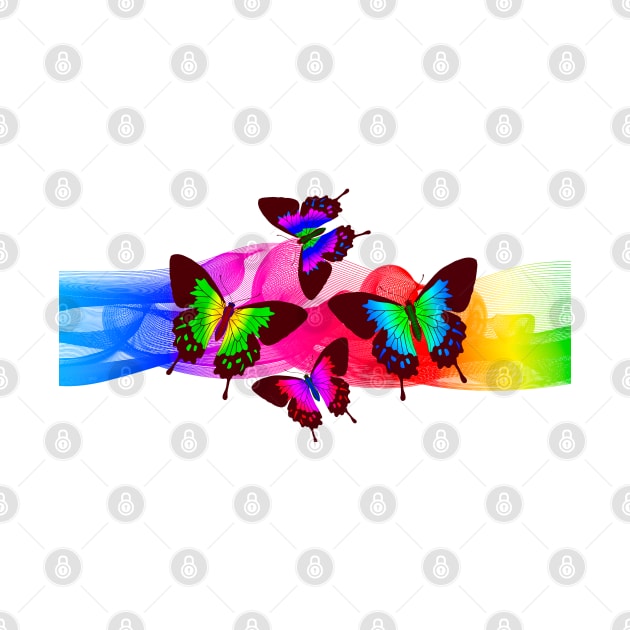 Rainbow Colors. Multicolored Morpho Butterflies Wings by Nisuris Art