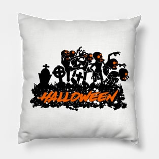 Cute Halloween Zombie Graveyard Pillow