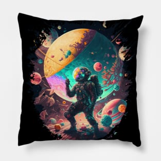 Exploring candy in space Pillow