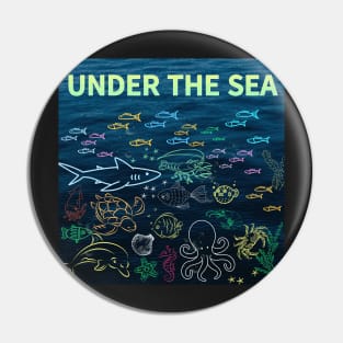 under the sea,blue sea,sea creatures,Turtle, puffer fish, starfish, shrimp, shark, tropical fish, sea horse, seaweed, sardines, squid, crabs, clams Pin