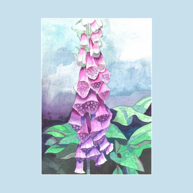 Foxglove watercolour flower painting by esvb