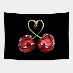 Cherry Heart Watercolor Tapestry