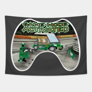 Green Race Track Game Mode Activated White Trim Tapestry