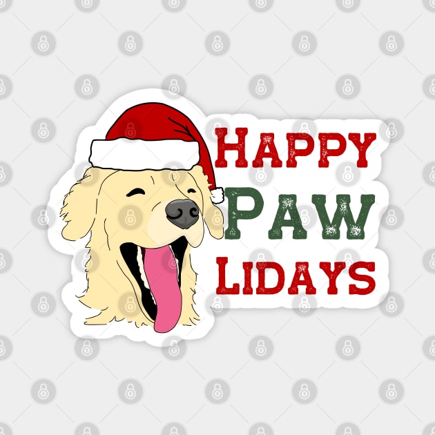 Golden Retriever Happy Holidays Magnet by Punderstandable