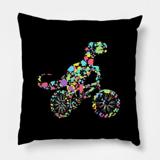 Polka Dot T Rex Dinosaur riding bicycle Dot Day Pillow