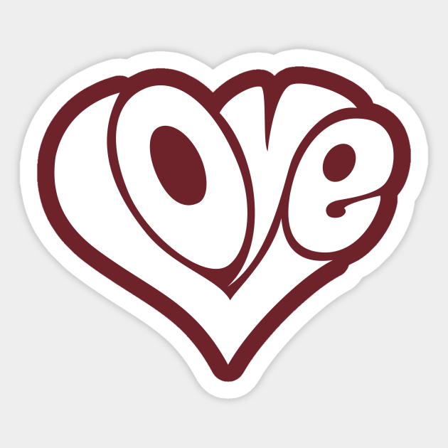 LOVE Word Art Heart Shape - Love - Sticker | TeePublic