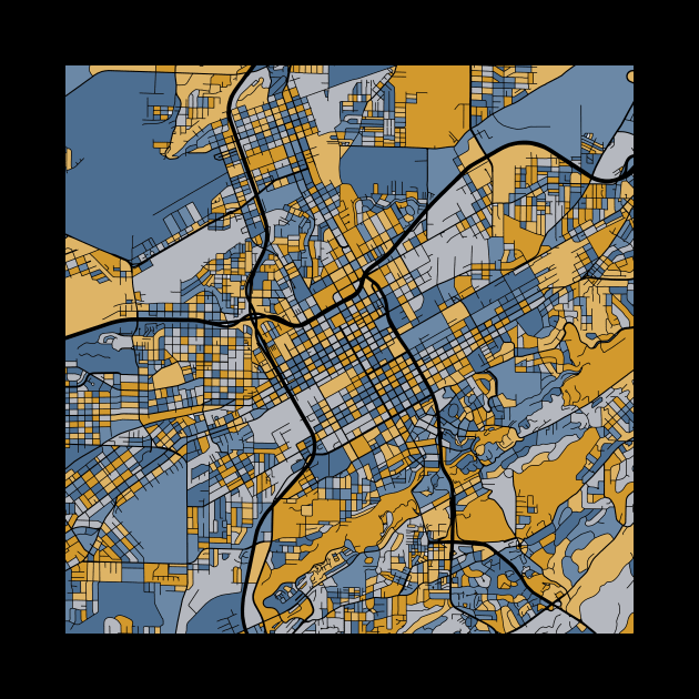 Birmingham Map Pattern in Blue & Gold by PatternMaps