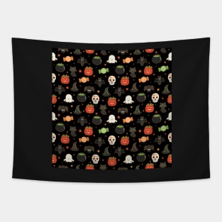 Halloween Pattern Pumpkins Ghosts Bats Tapestry