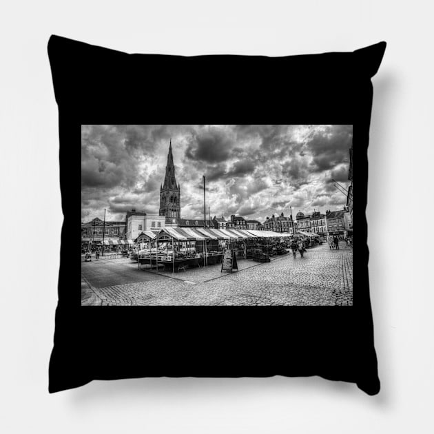 Newark Market Place, Nottinghamshire, England Pillow by tommysphotos