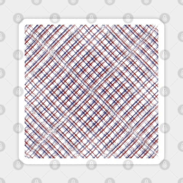 Thin Lines Blue Red White Plaid Magnet by PSCSCo