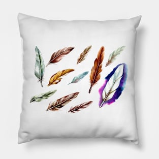 Feather Set Watercolor Pillow