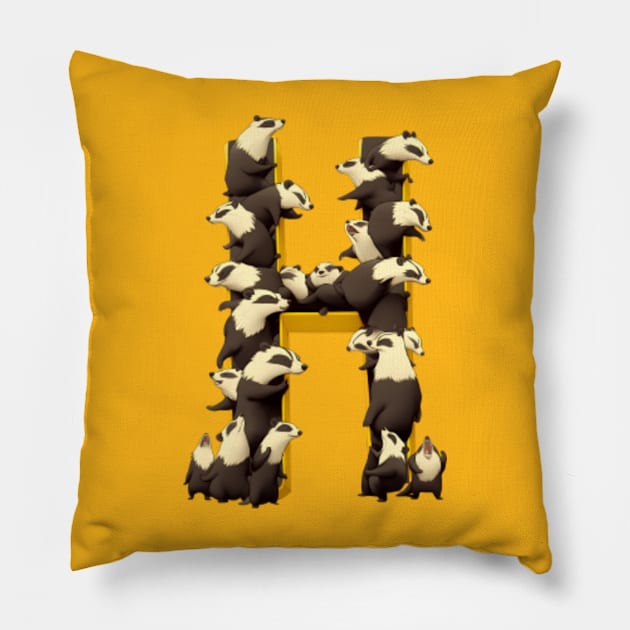 Badgers forming the letter H - Fantasy Pillow by Fenay-Designs