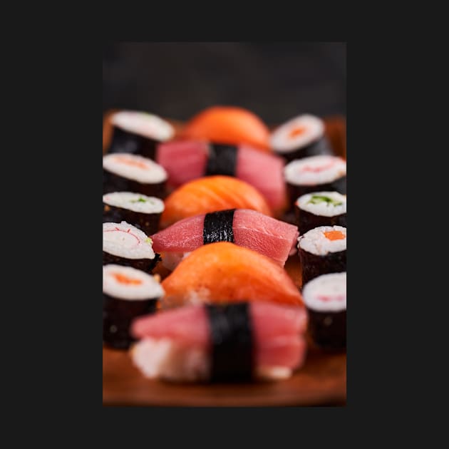 Variety of sushi freshly prepared by naturalis