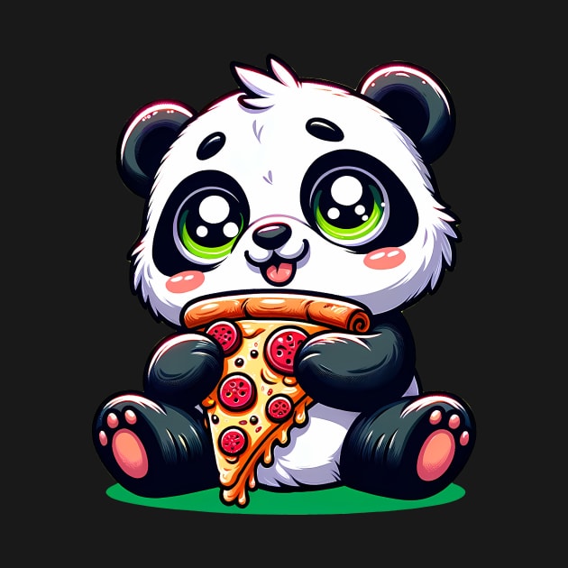 Cute Panda Bear Eating Pizza by dukito