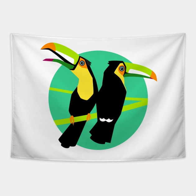 Birds - Tropical toucans Tapestry by Piakolle
