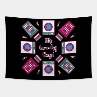 It's Laundry Day Mandala | Green Pink | Black Tapestry