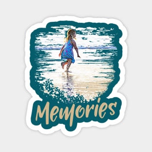 Memories - Little girl playing on the beach Magnet