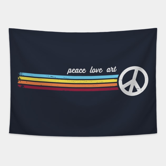 Retro Stripes Peace Love Art Tapestry by Jitterfly