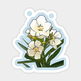 White Oleander Black Outline Art Case Magnet